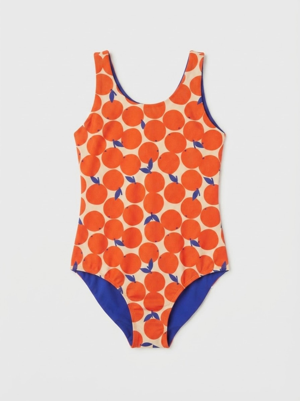 Hanna Andersson Reversible Orange Fruit Print Swimsuit Sz 120 (6/7)